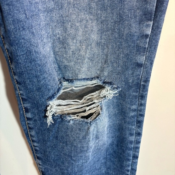 GOOD AMERICAN Sz 14-18 Jeans Always Fits Distressed Wiskering Mid-Wash High Rise - Picture 2 of 12